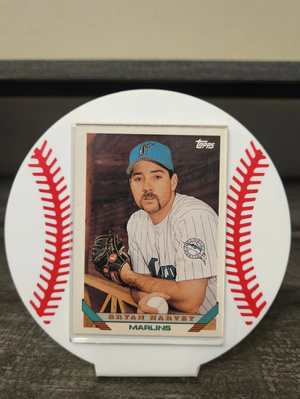 Vintage Florida Marlins Baseball Card Lot & MCS Display Frame